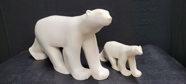 Vintage White Polar Bear Sculpture Soapstone Art Post Modern French Museum (1 of 1)