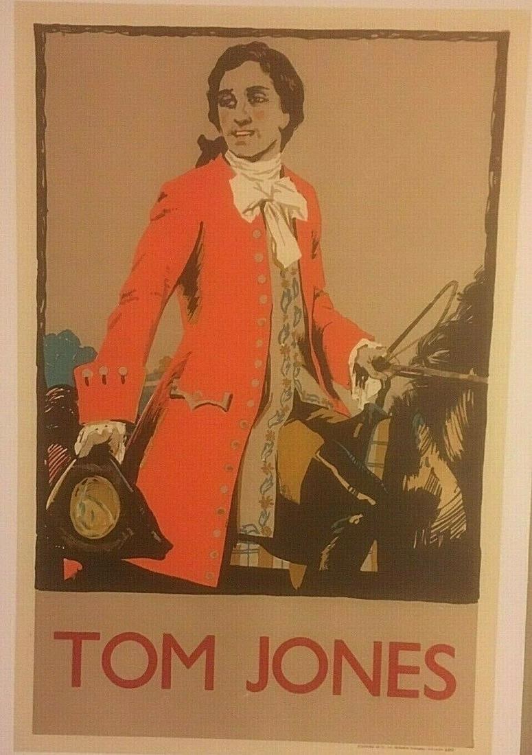Original Vintage c.1930 Tom Jones English Operetta Poster Linen Backed: Tom Jones is a comic opera in three acts by Edward German, based upon Henry Fielding's 1749 novel, "The History of Tom Jones, a Foundling." The poster offered publicizes the English staging of the ope