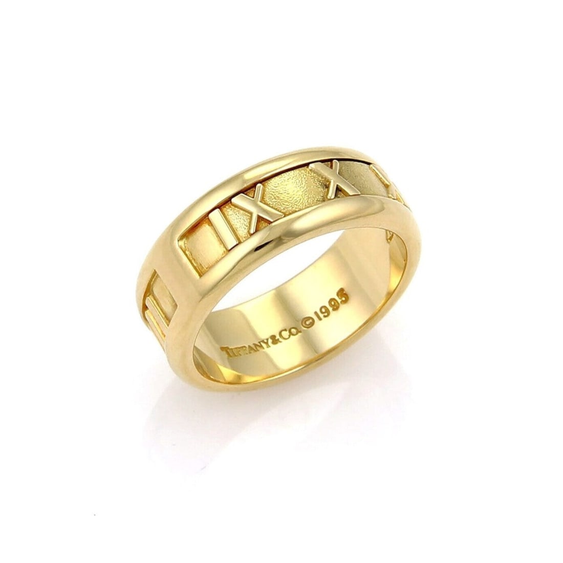 Tiffany & Co. Atlas 18k Yellow Gold Roman Numeral Band Ring Size 5 (1 of 5)