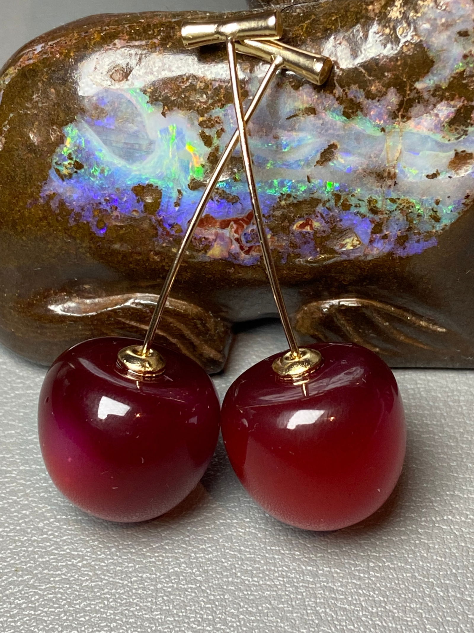 Dark Red Sweet Cherry Earring Drops Dangles (1 of 10)