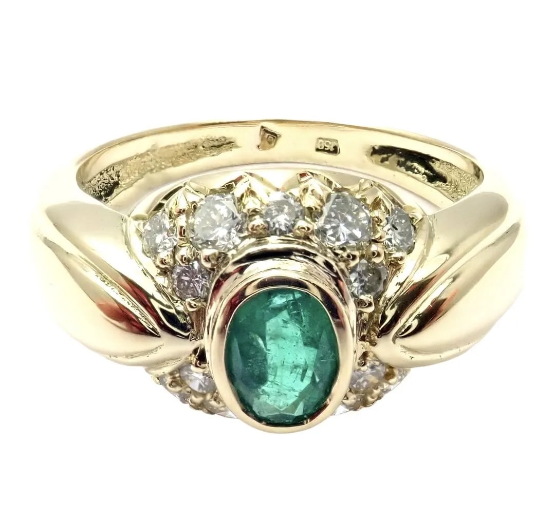 Authentic! H. Stern 18k Yellow Gold Diamond Emerald Ring (1 of 8)