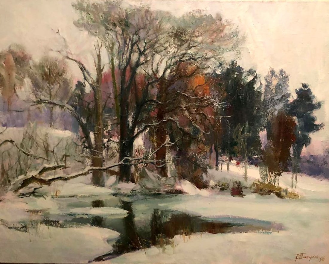 Oil painting Winter landscape Tishetskiy Valentin Antonovich (1 of 7)