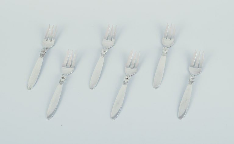 Georg Jensen Cactus. Six cake forks in sterling silver. (1 of 5)
