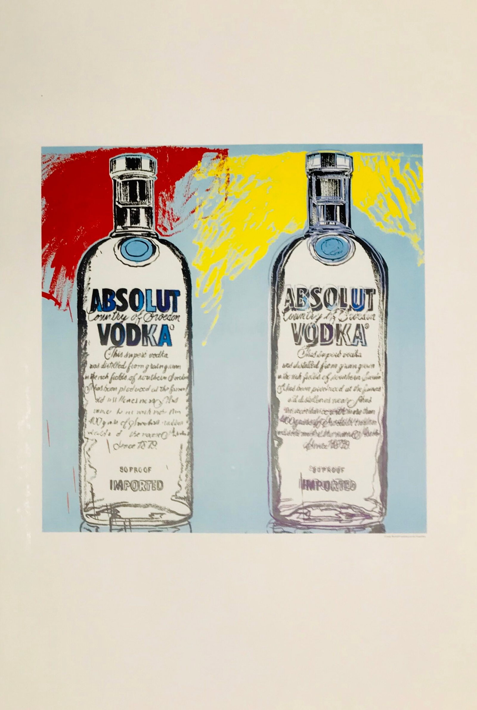 1999 Andy Warhol print Pop Art Absolut Vodka Double 2: Artist: Andy Warhol Country: USA Title: Absolut Vodka Double 2 Printed: 1999 offset on luster paper Marks: Not signed nor numbered Paper Size: 19.50 x 13.50 Provenance: Catalog Andy Wathol Condition: 