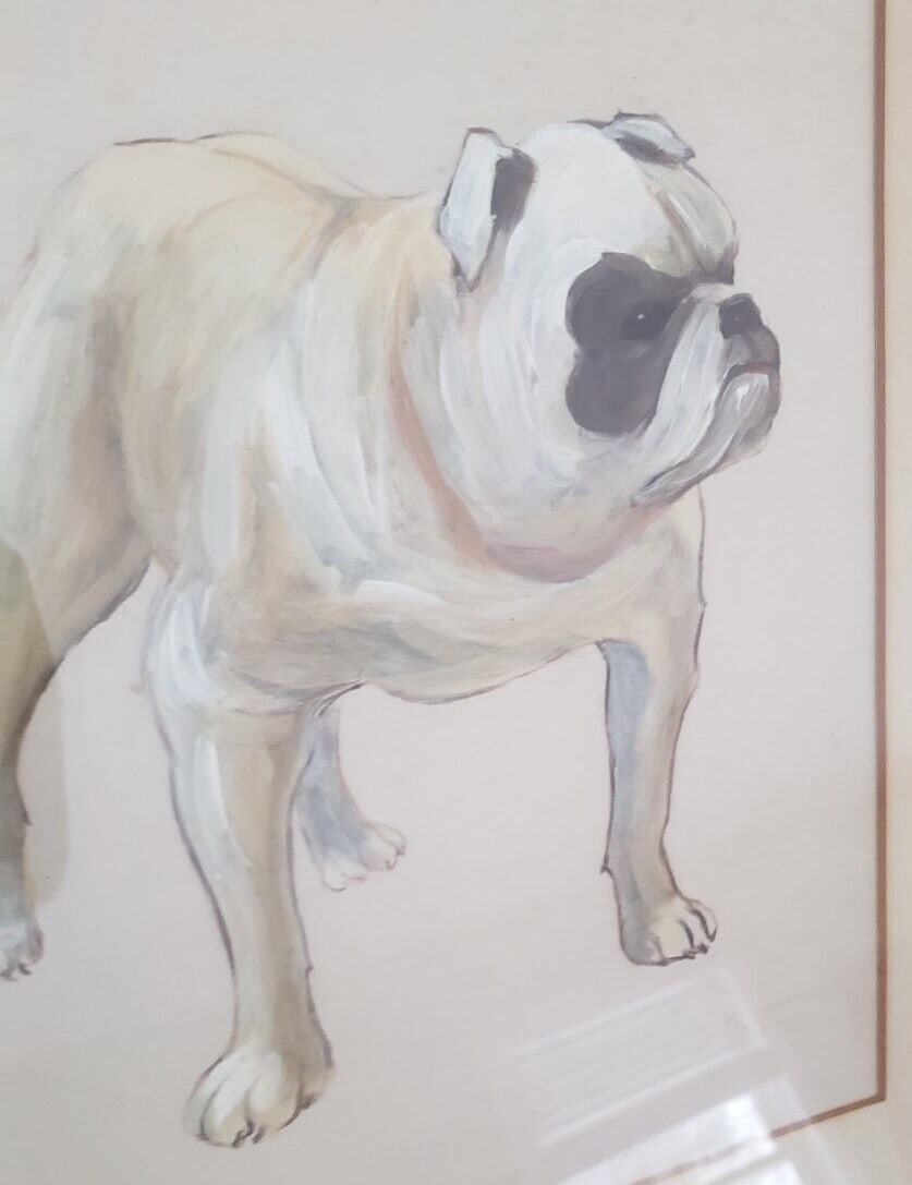 American bulldog painting on silk 1920 Eugene La Foret (1 of 3)