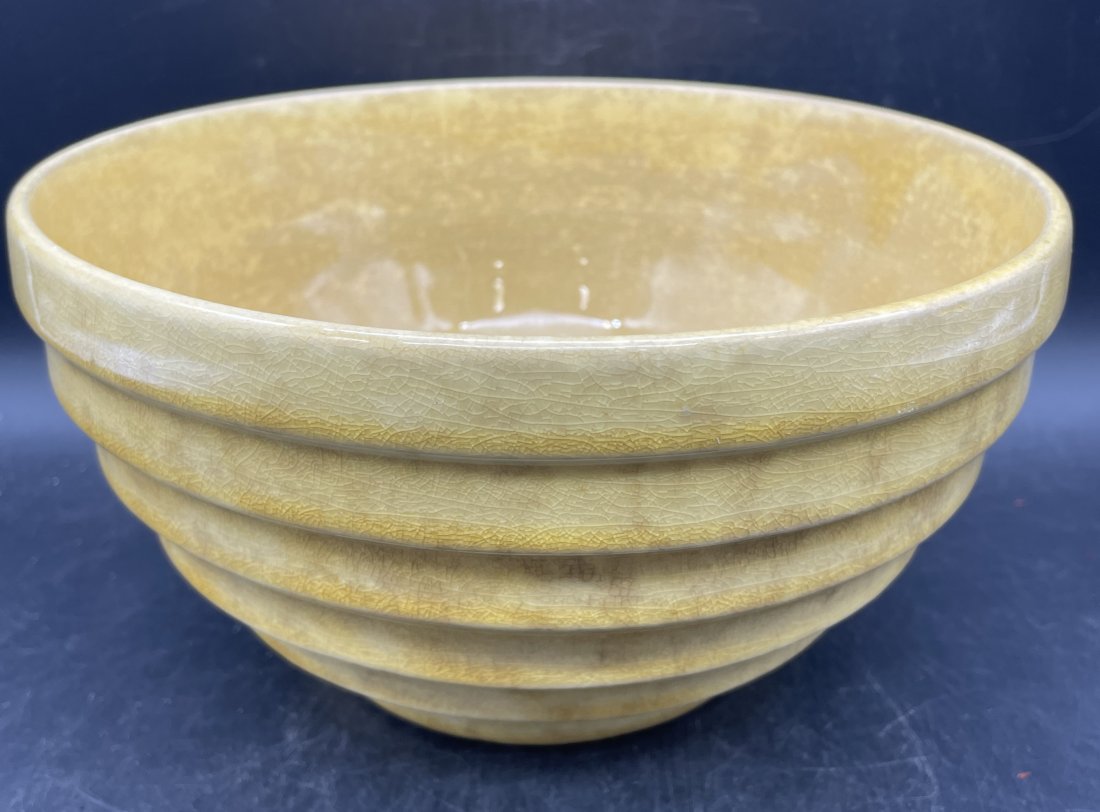 VINTAGE ANTIQUE YELLOW WARE RIBBED BEEHIVE BATTER MIXING BOWL (1 of 8)