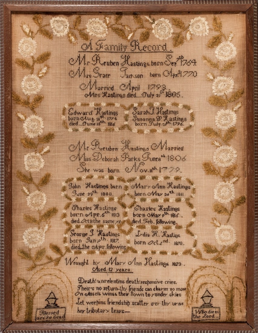 Boston, MA Sampler by Mary Ann Hastings - 1823 (1 of 1)