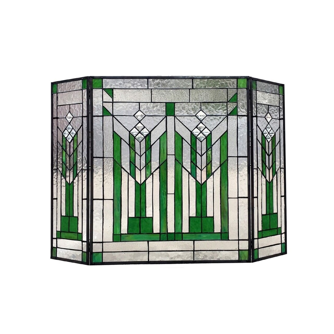 38" Folding Mission Style Stained Glass Fireplace Screen (1 of 1)