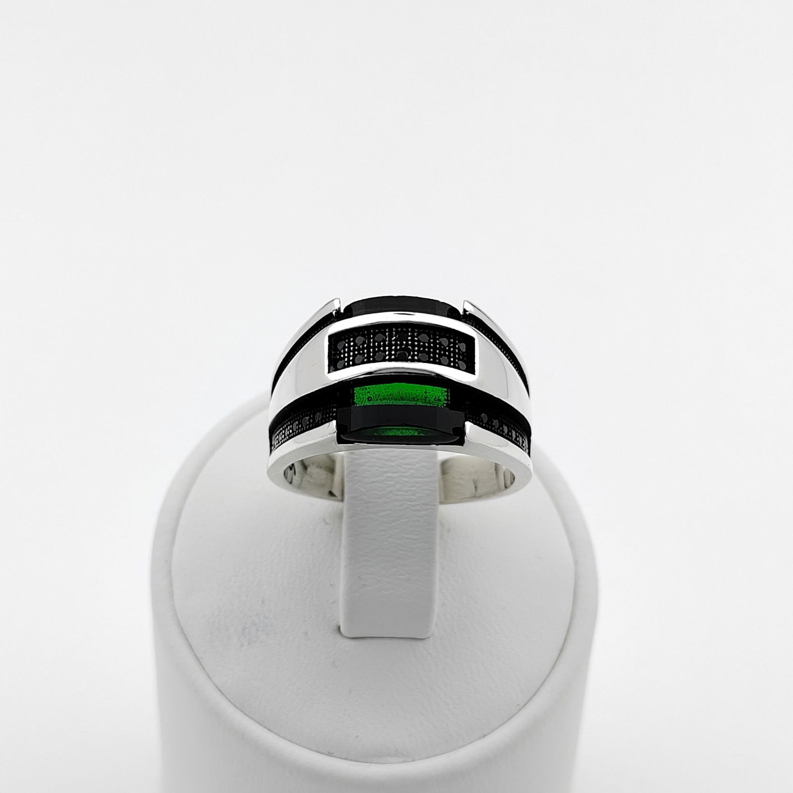 925 Silver Men's Ring with Green Zircon (1 of 8)