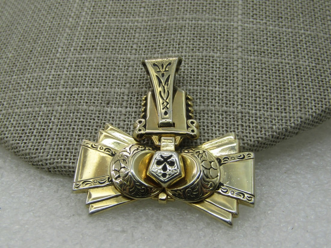 Vintage 10kt G.F. Watch Fob Brooch, Pre Mid-Century (1 of 7)