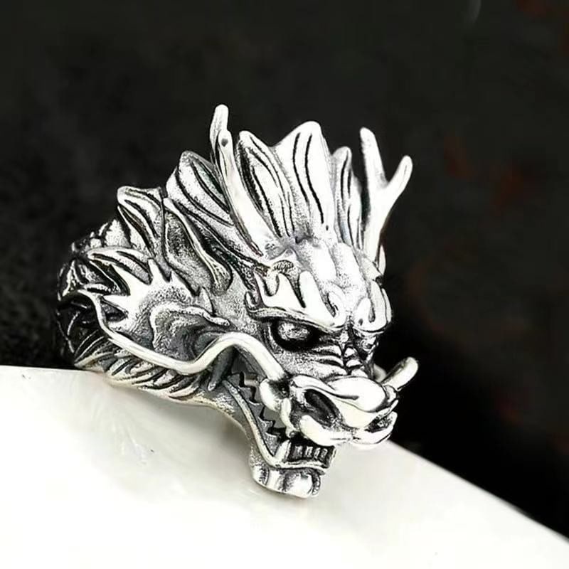 925 silver 3D Dragon Head Gothic Statement Ring: Title: 925 silver 3D Dragon Head Gothic Statement Ring Description: At the heart of this extraordinary ring lies a stunning 3D dragon head, intricately sculpted and brought to life in breathtaking det