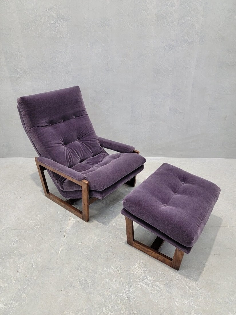 Vintage Modern Lennart Bender for Møbelfabriken Tibro Sweden Ulferts Lounge Chair with Ottoman: Materials: teak, mohair, wood Width: 27 inches Height: 35 inches Depth: 38 inches Vintage Modern Lennart Bender for Møbelfabriken Tibro Sweden Ulferts Lounge Chair with Ottoman Newly Upholstered