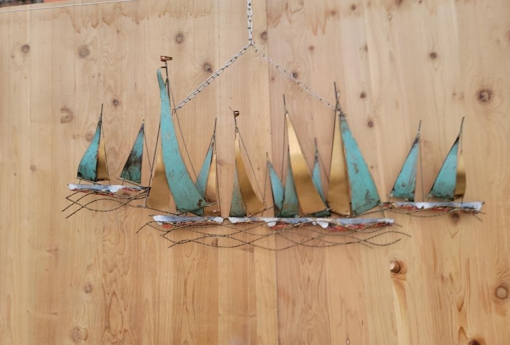 Mid Century Modern Nautical Curtis Jere Sailboat Wall Sculpture (1 of 8)