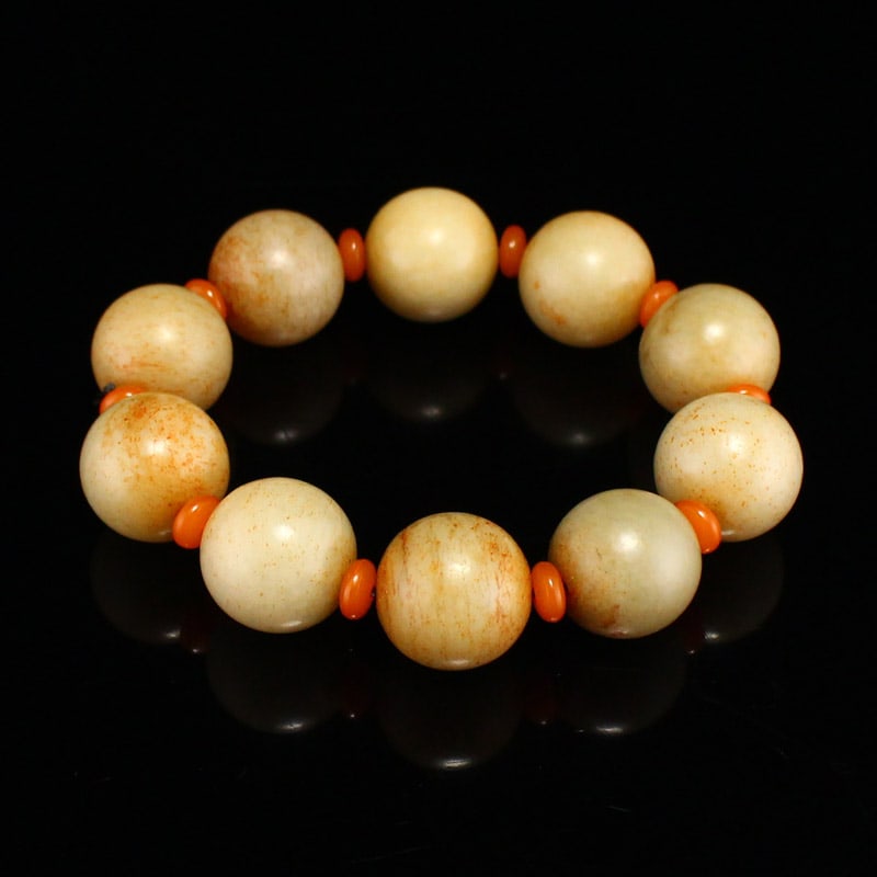 Old Chinese Hetian Jade Beads Bracelet (1 of 7)