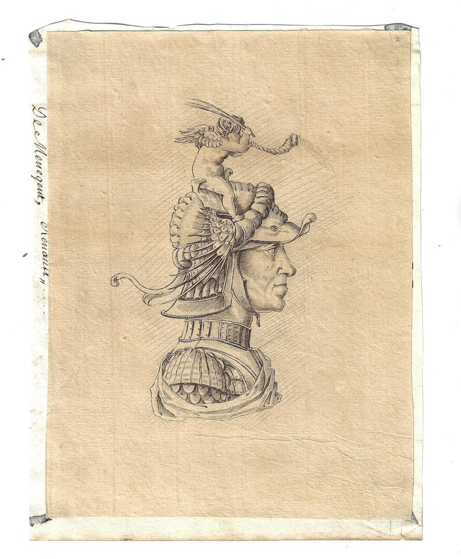 19th C Drawing after Da Vinci Helmet (1 of 1)