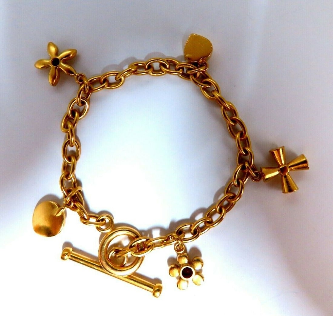 Assorted Charms Bracelet 22 karat Matte Satin Sandblast (1 of 5)