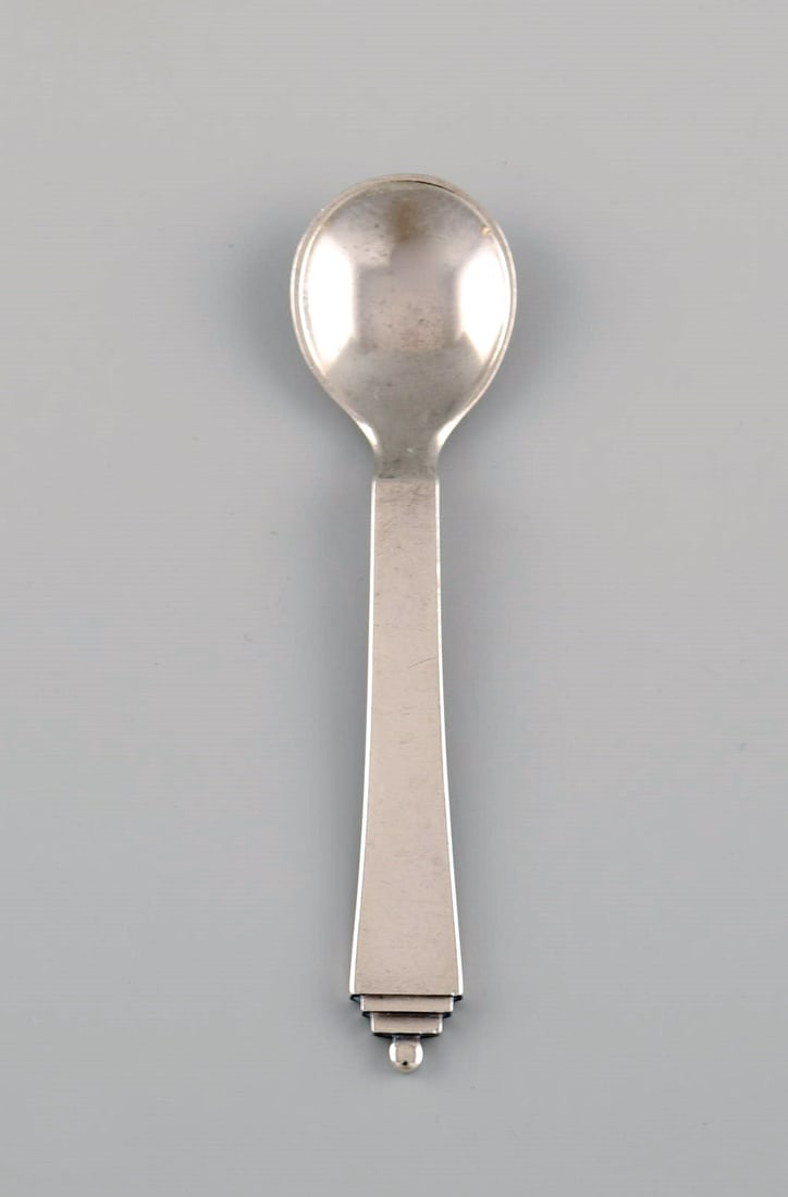 Georg Jensen Pyramid salt spoon in sterling silver. Dated 1933-44. (1 of 4)
