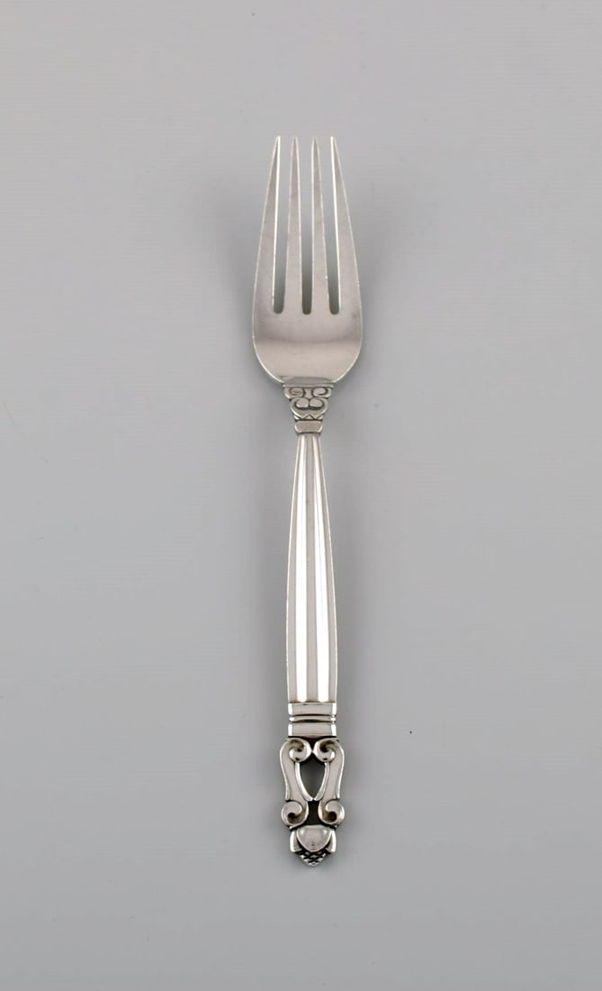 Georg Jensen Acorn dinner fork in sterling silver. Six pcs in stock. (1 of 4)