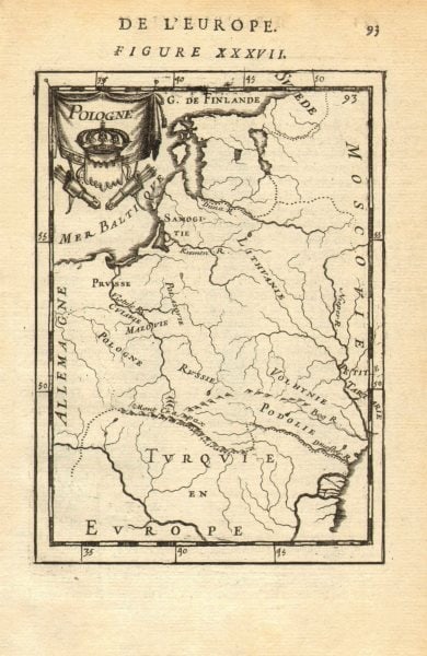 POLISH-LITHUANIAN COMMONWEALTH. Poland Belarus &c 'Pologne'. MALLET 1683 map (1 of 1)