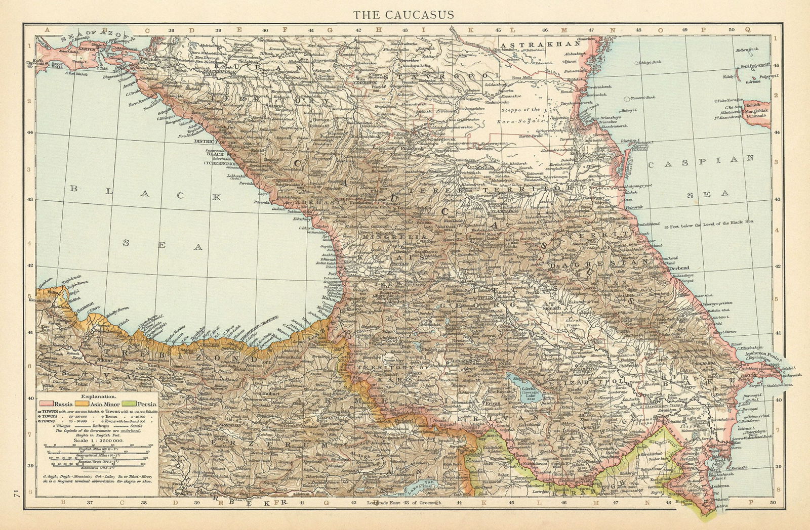 The Caucasus. Georgia Armenia Azerbaijan Russia Turkey Iran. THE TIMES 1895 map (1 of 1)