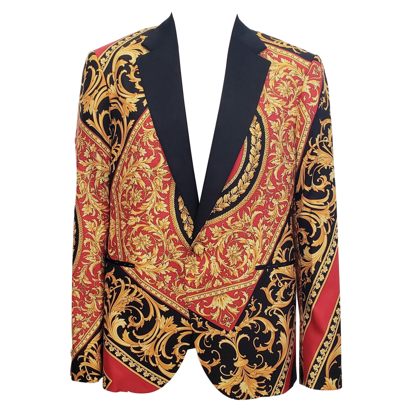 New VERSACE SILK BAROQUE SATIN-LAPEL BLAZER JACKET in RED (1 of 20)