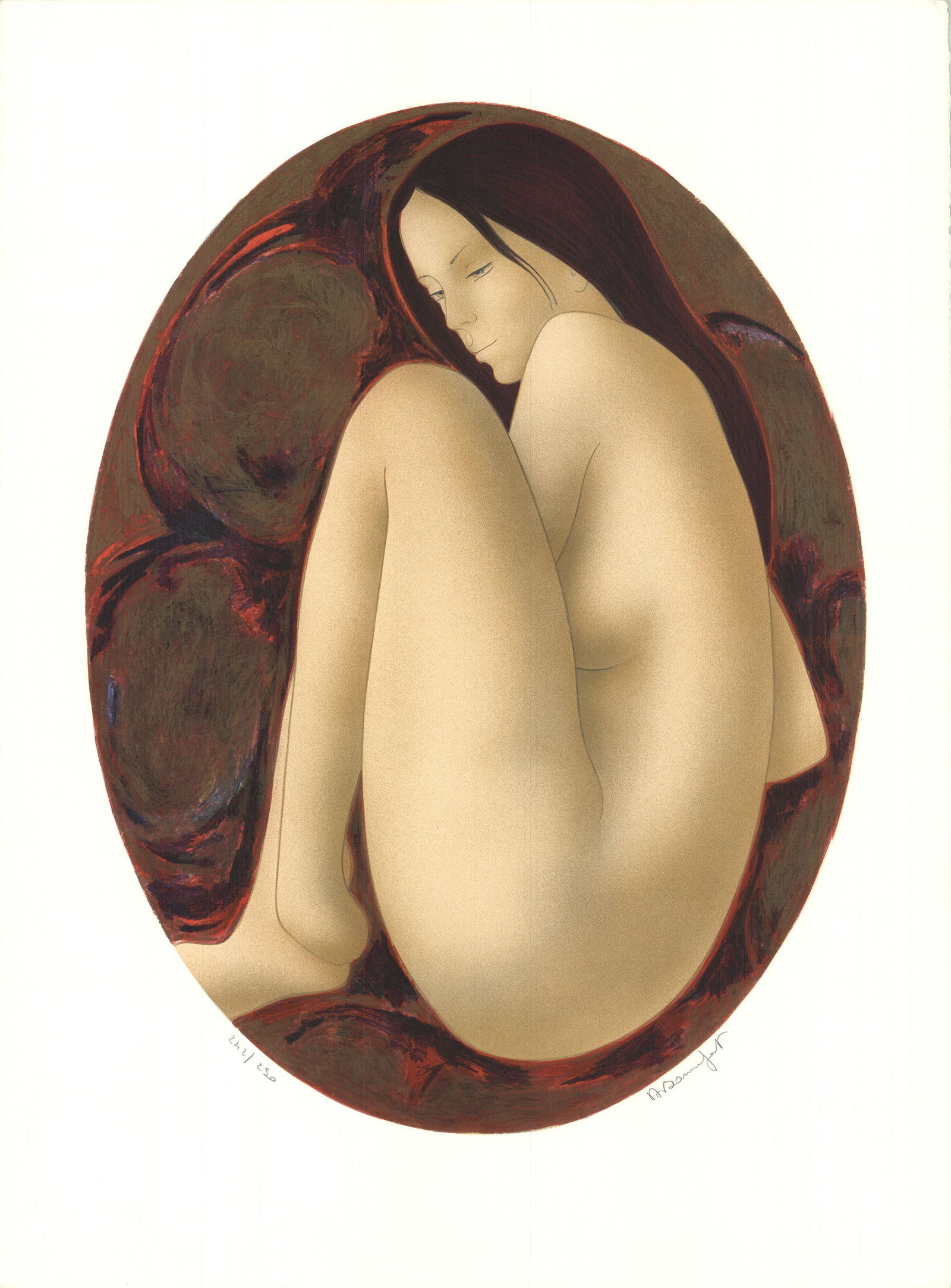 Alain Bonnefoit - Nue Accroupie - 1981 Lithograph - SIGNED 30" x 22" (1 of 4)