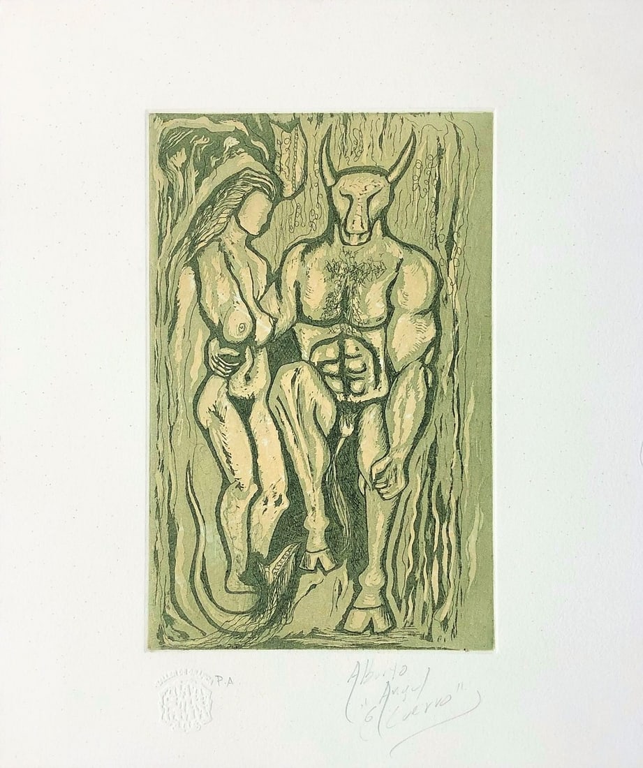 Alberto "El Cuervo" Bustillos Mexican etching 2007, 12.3 x 10.3 in. (1 of 2)
