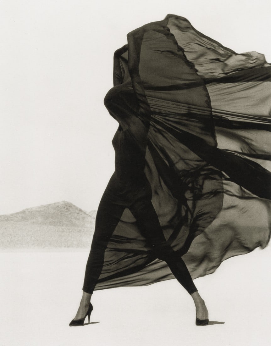 HERB RITTS - Versace, Veiled Dress, El Mirage, 1990: Artist: Herb Ritts Title: Versace, Veiled Dress, El Mirage, 1990 Medium: Photo Litho, 2006, Italy Dimensions: 7.45x9.5" Description: Unmounted Artist Bio: Herb Ritts (1952-2002) was an American fashio