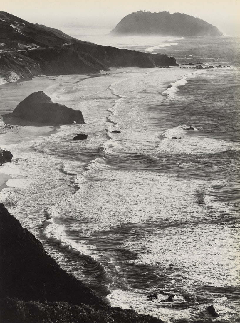 ANSEL ADAMS - Point Sur, Storm: Artist: Ansel Adams Title: Point Sur, Storm Medium: Photo Litho, 1980, USA Dimensions: 9.95x13.4" Description: Heat Wax Mounted on 12x16" Conservation Board Artist Bio: Ansel Adams was an American pho