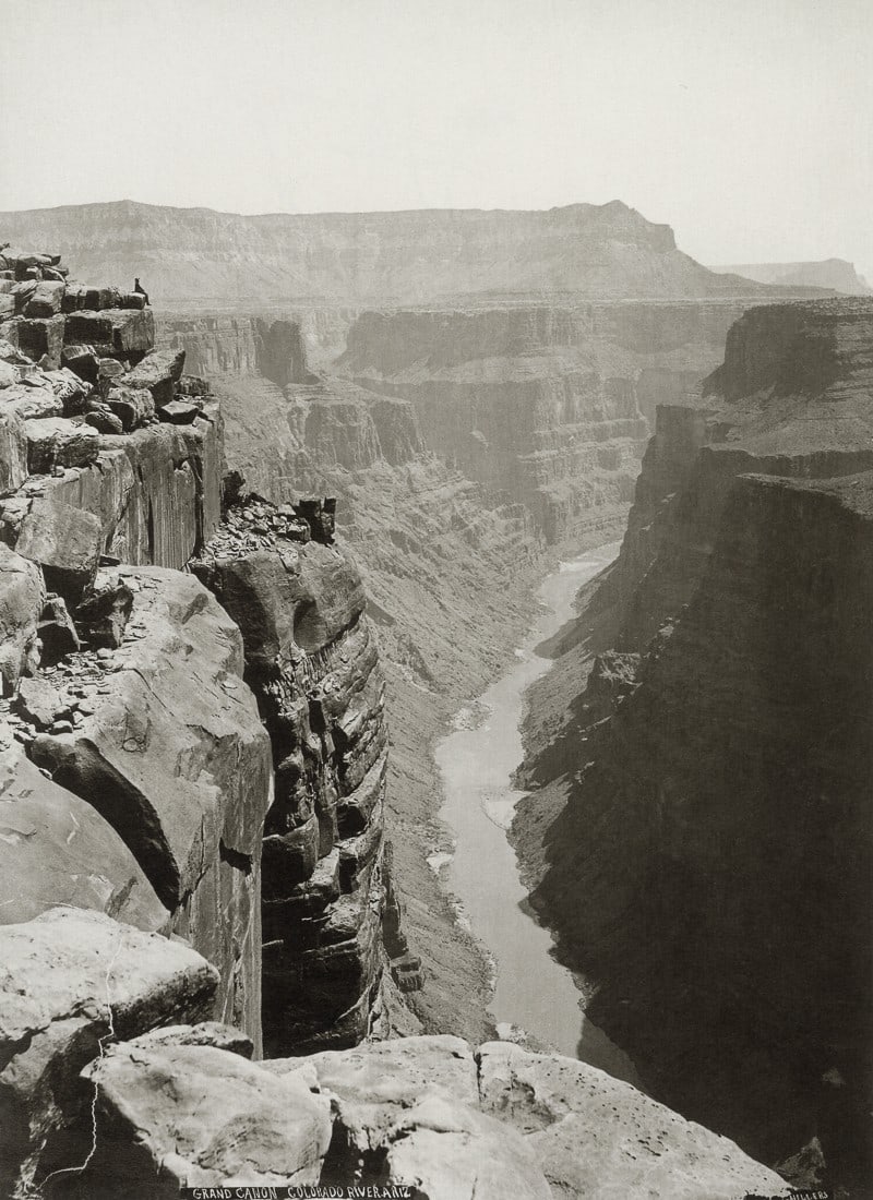 JOHN K. HILLERS - Grand Canyon, Colorado River: Artist: John K. Hillers Title: Grand Canyon, Colorado River, Arizona Medium: Photo Litho, 2003, Italy Dimensions: 7.45x10.2" Description: Heat Wax Mounted on 11x14" Conservation Board Artist Bio: John