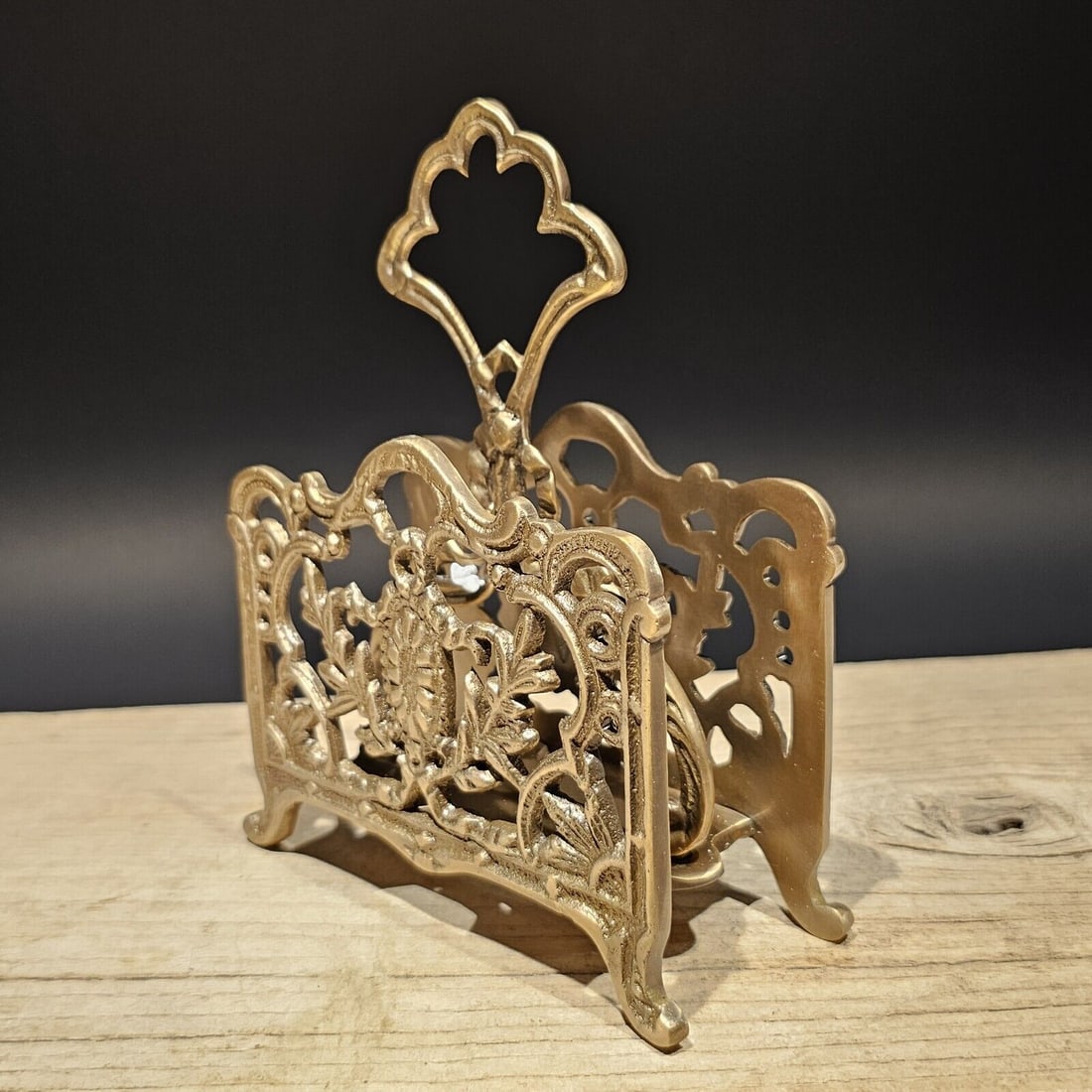 Art Nouveau French Brass Letter Rack / Stationary Holder (1 of 9)