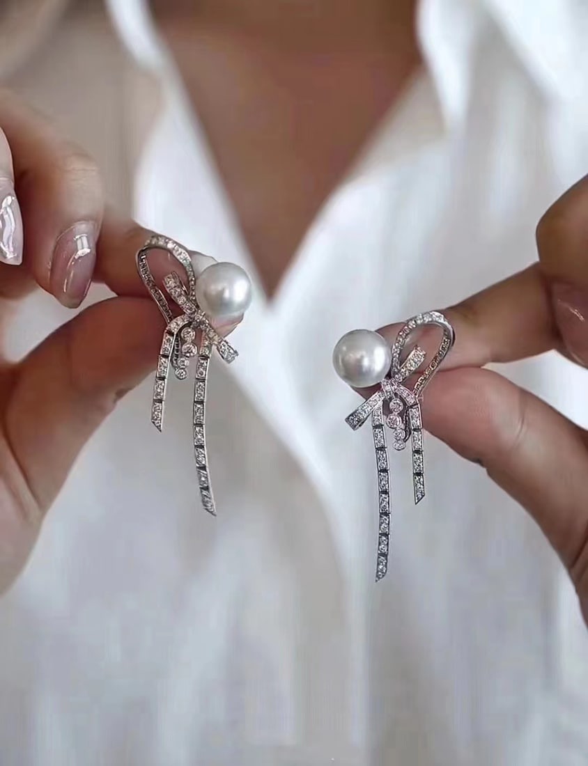 S925 sterling silver pearl earrings (1 of 5)