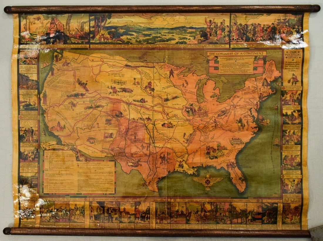 1933 Kaiser and Painter US History Wall Map -- The Conquest of a Continent (1 of 1)