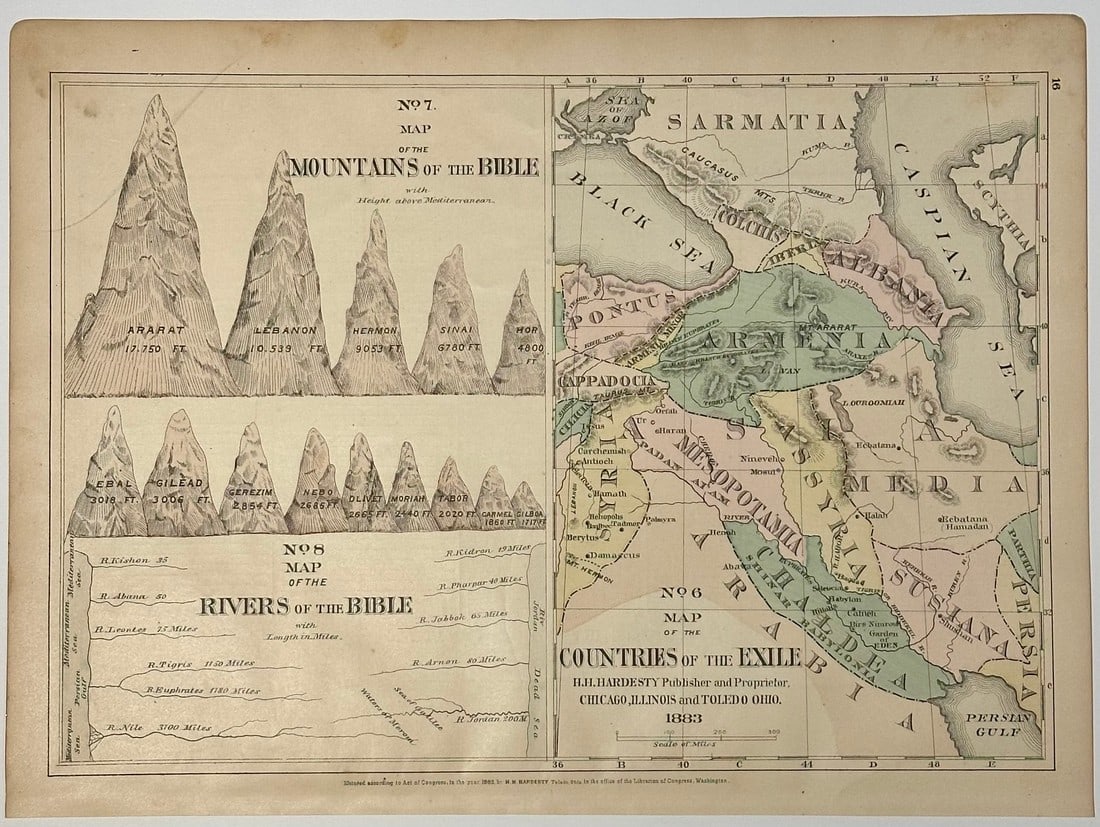 Countries of the Exile: Title/Content of Map: Countries of the Exile Date Printed: 1883 Cartographer: Hardesty Material/Medium: Engraving Size: 10 1/2 x 14" Map displays cities and towns, lakes and rivers, and most important