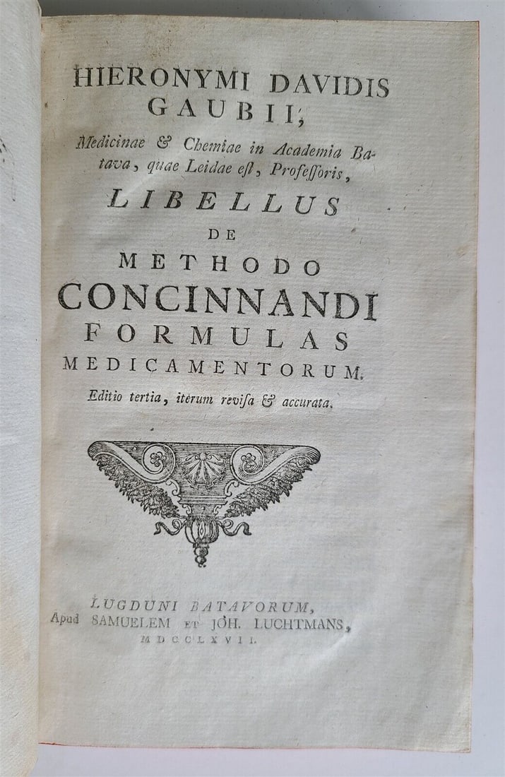 1767 MANUAL ON PHARMACOLOGY by GAUBIUS antique 18th CENTURY (1 of 5)