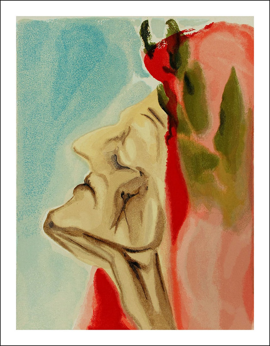 1960 Salvador Dali woodcut Paradise 7 - Dante's new doubt (1 of 1)