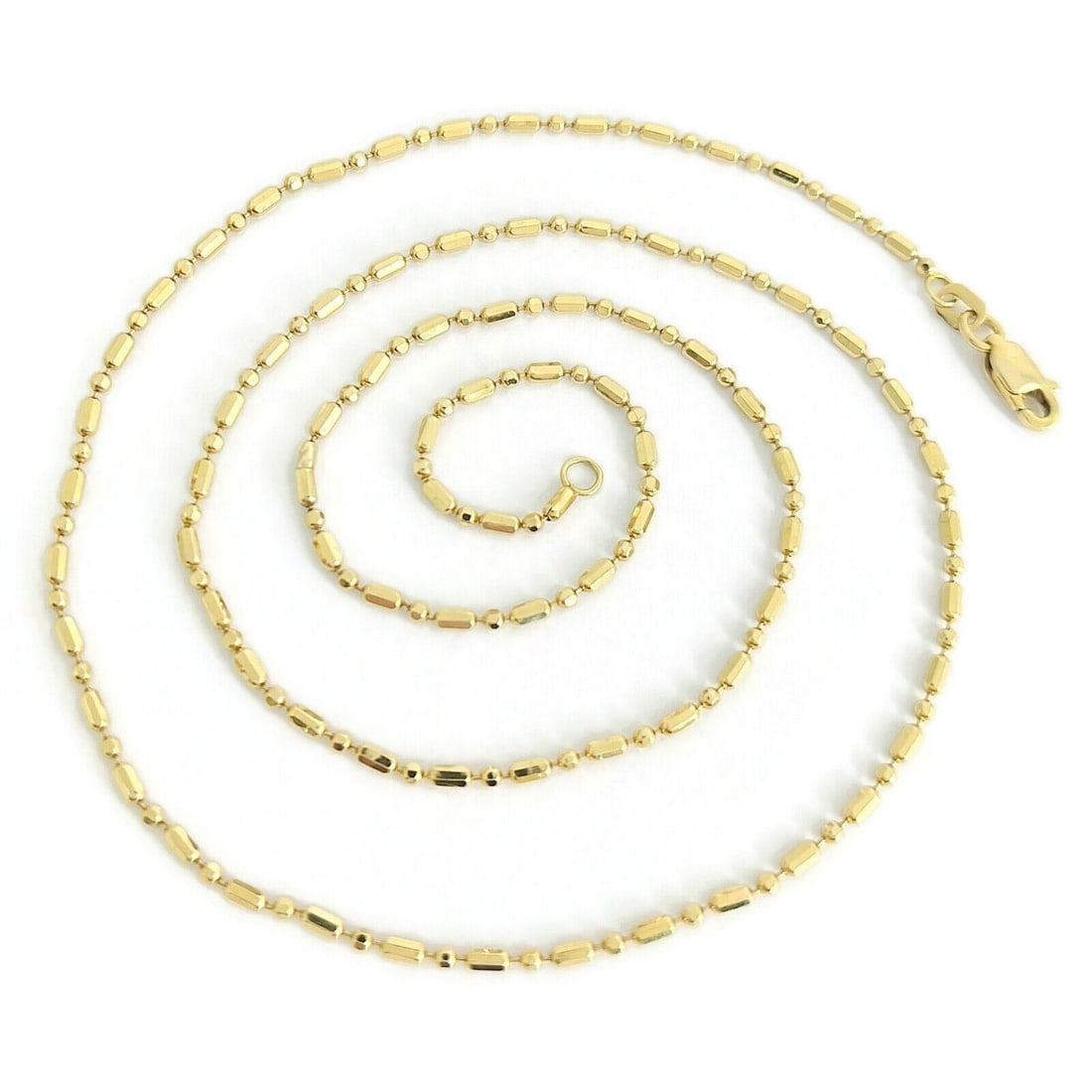 Thin Ball Bead Chain Necklace 14K Yellow Gold, 18 Inch, 1.5 mm, 3.67 Grams (1 of 6)