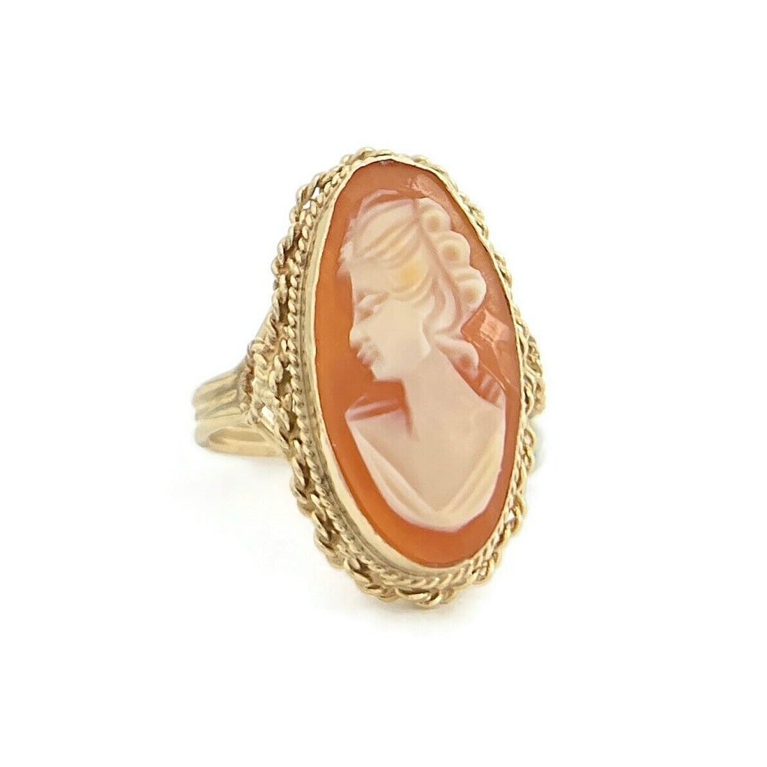 Vintage 1940's Oval Cameo Cocktail Statement Ring 12K Yellow Gold, 3.62 Grams (1 of 7)