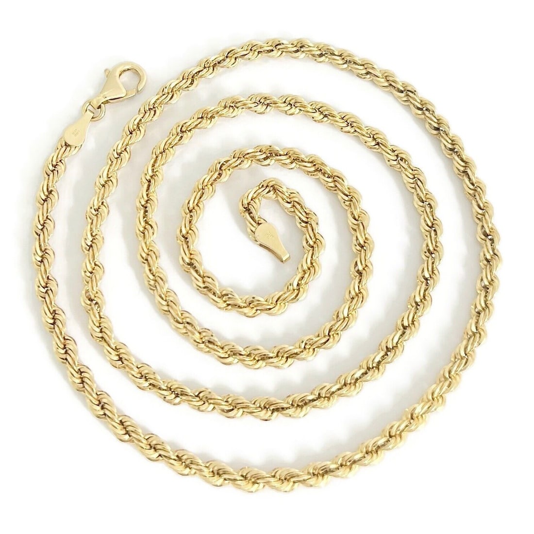 Italian Long Rope Chain Necklace 14K Yellow Gold, 22 Inches, 3.6 mm, 7.30 Grams (1 of 7)