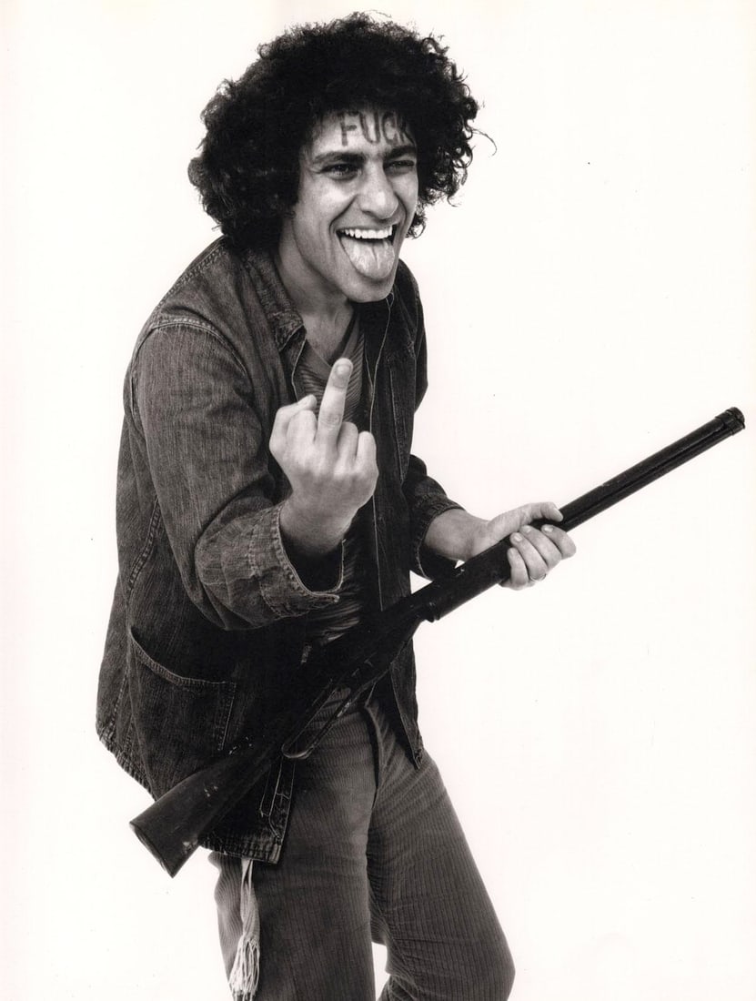 RICHARD AVEDON - Abbie Hoffman, Chicago 7 Conspiracy Trial, 1969: Artist:RICHARD AVEDON Print Title: Abbie Hoffman, Chicago 7 Conspiracy Trial, 1969 Medium: Duotone Photo-lithograph Printed in 1990s in the USA Image size (inches) approx 12 x 9 ” Richard Avedo