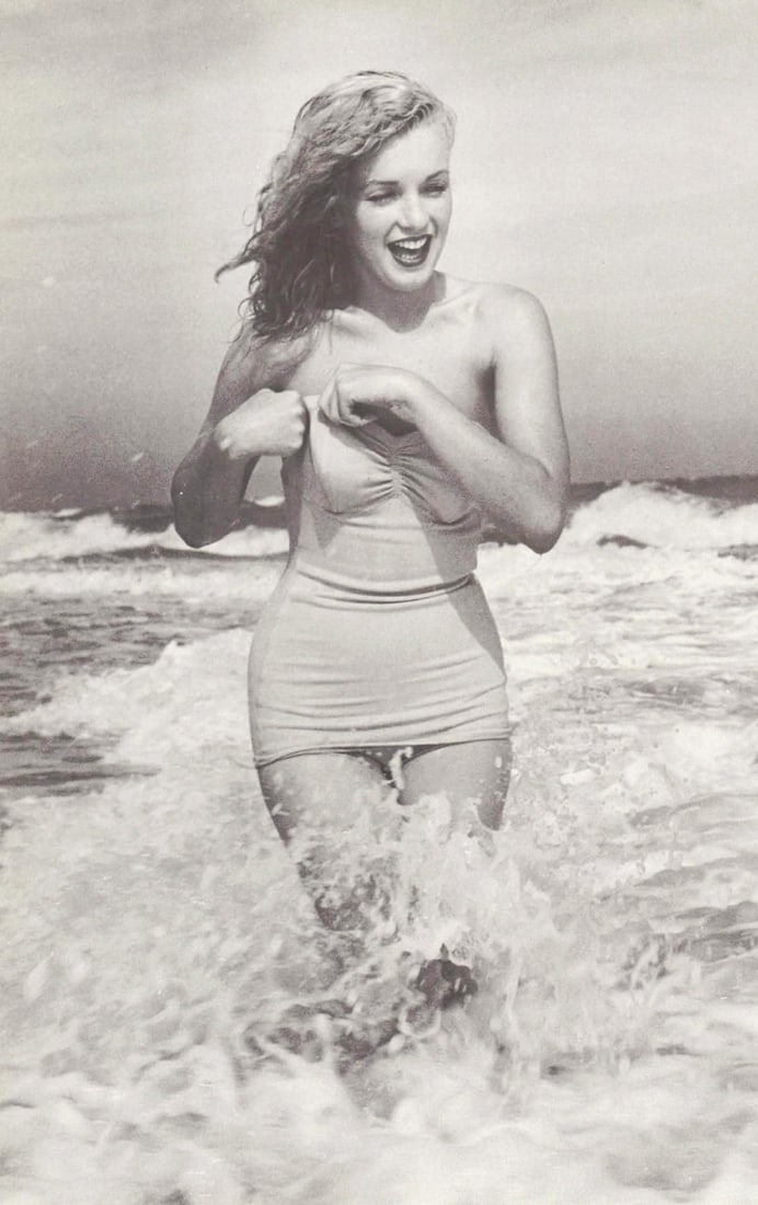 ANDRE DE DIENES - Marilyn Monroe (Norma Jean) in the surf: Artist: ANDRE DE DIENES Print Title: Marilyn Monroe (Norma Jean) in the surf Medium: Photo-lithograph Printed 1980’s in the USA Image size (inches) approx. 12 x 7.5” Andre De Dienes De Die