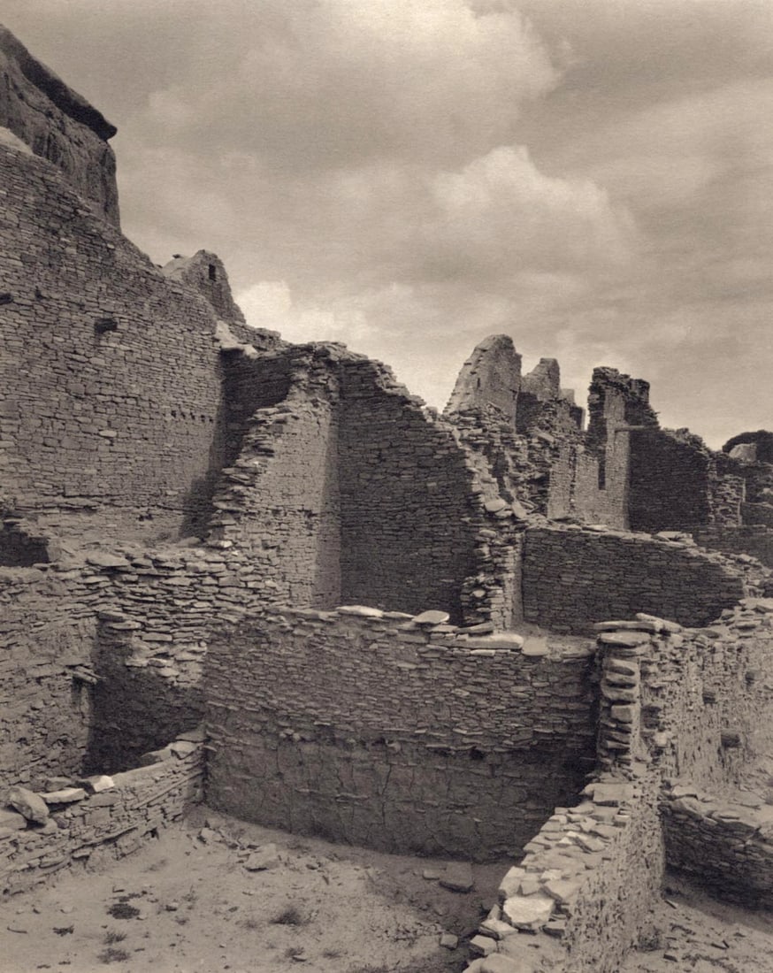 LAURA GILPIN - Chaco Canyon, Pueblo Bonito, 1931: Artist: LAURA GILPIN Print Title: Chaco Canyon, Pueblo Bonito, 1931 Medium: Sheet-fed photogravure Printed in: The USA, 1980’s Image Size: approx. 9 x 7” Additional Information: COA Includ