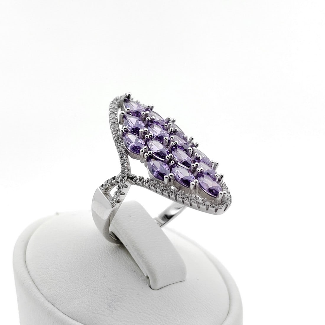 925 Silver Ladies Ring Ornated with Purple Zircons (1 of 8)