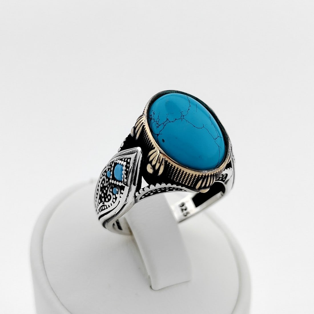 925 Silver Men's Ring with Turquoise (1 of 7)