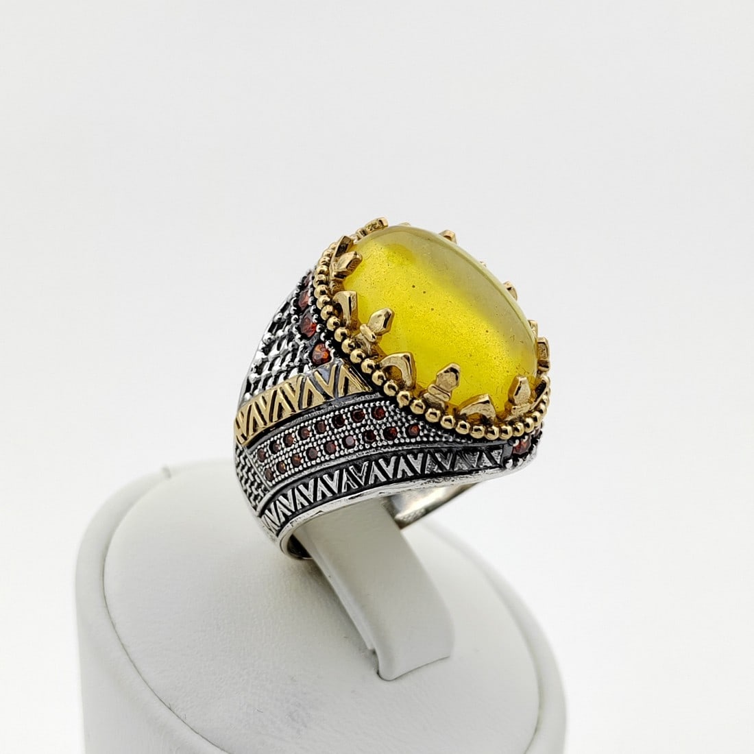 925 Silver Men's Ring with Baltic Amber (1 of 9)