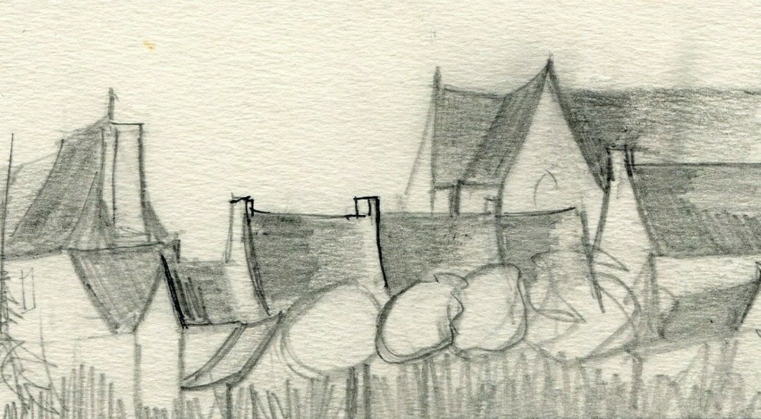 Vintage Drawing signed Yvon LABARRE (1943-2008) Houses: Title: Vintage Drawing signed Yvon LABARRE (1943-2008) Houses Description: Pencil on paper 8,5 x 14,5 cm Signed Reserve: $40.00 Shipping: Domestic: Flat-rate of $17.00 to anywhere within th