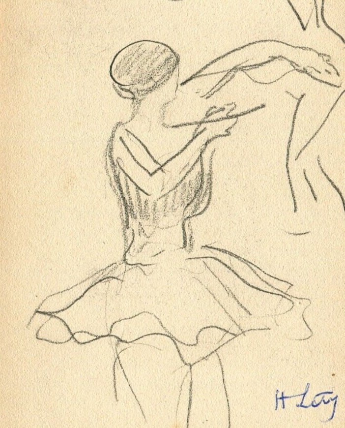 Vintage Pencil Original Drawing Ballet Dancers Sketches (1 of 6)