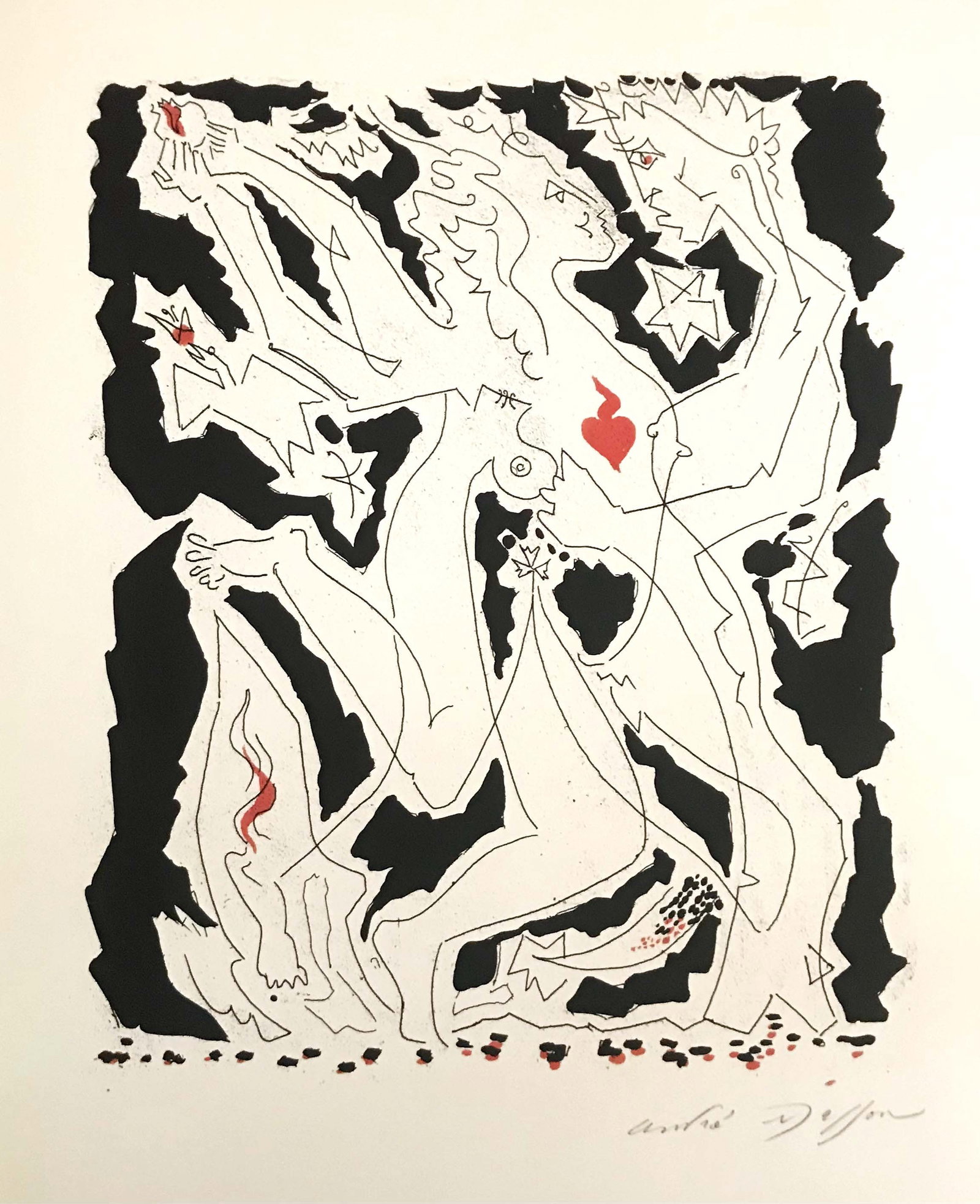 1973 Andre Masson Danse a la Grenade N. 50: Artist: Andre Masson Country: France Title: Danse a la Grenade - 50 Medium: Offset Marks: Fascimile Signature Paper Size: 14 x 11.75 inch Printed: 1973 in Switzerland Provenance: Masson Graphik book L