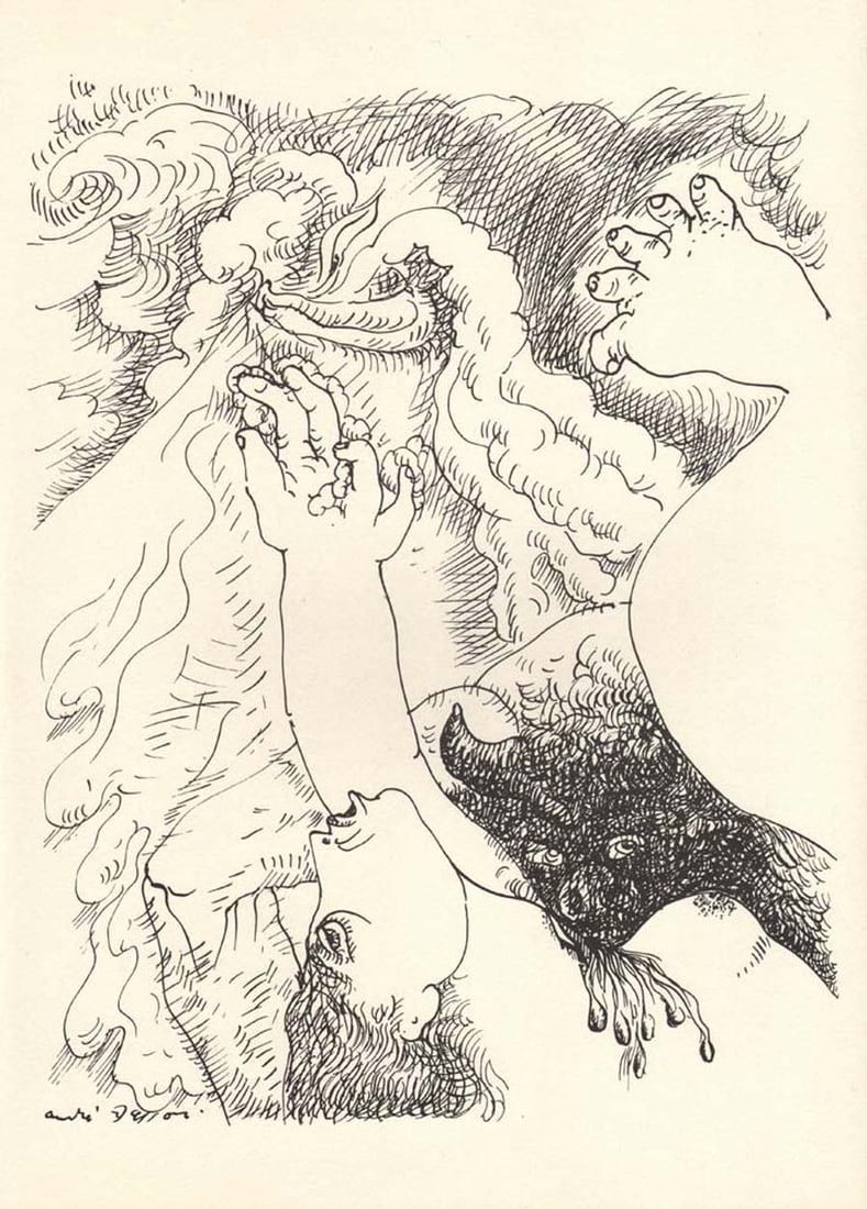 Andre Masson Lithograph 1988 Untitled N6-1: Artist: Andre Masson Country: France Title: Untitled N6-1 Medium: Lithograph not signed nor numbered Printed: 1988 by L'imprimerie Arte, France Paper: Heavy paper 14.50 x 10.50 inch Provenance: Revue