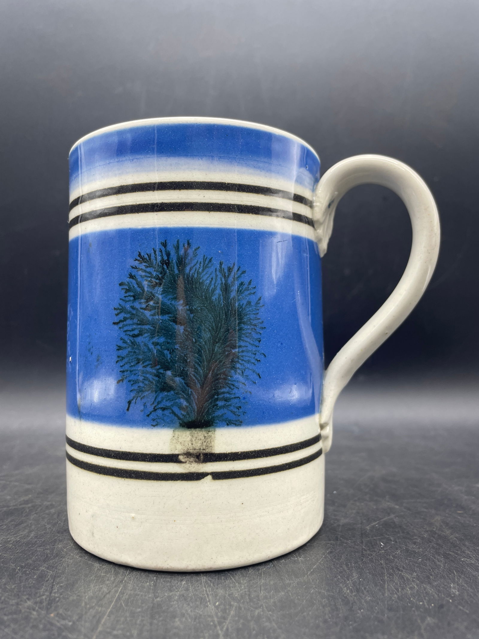 ENGLISH IMPERIAL 1 PT TANKARD SOFT PASTE MOCHAWARE W/SEAWEED DÉCOR (1 of 8)